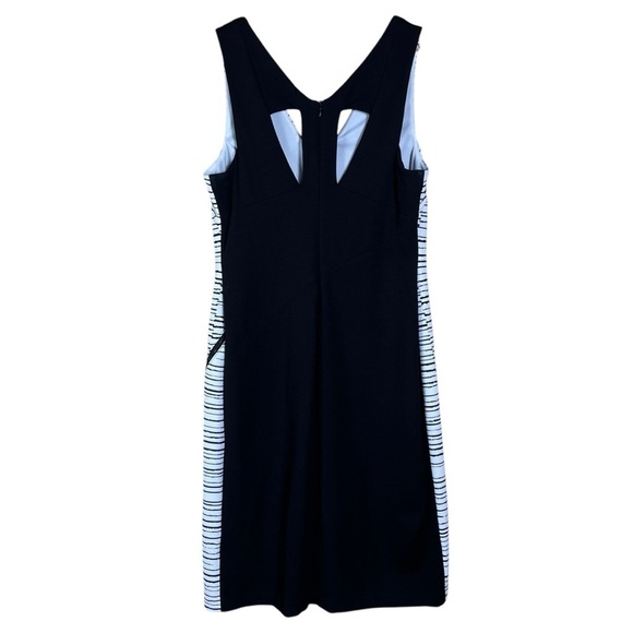 Julia Jordan Dress Size 14 Black White Stripe Knit Sheath Cut Out Back Zipper - Picture 13 of 14